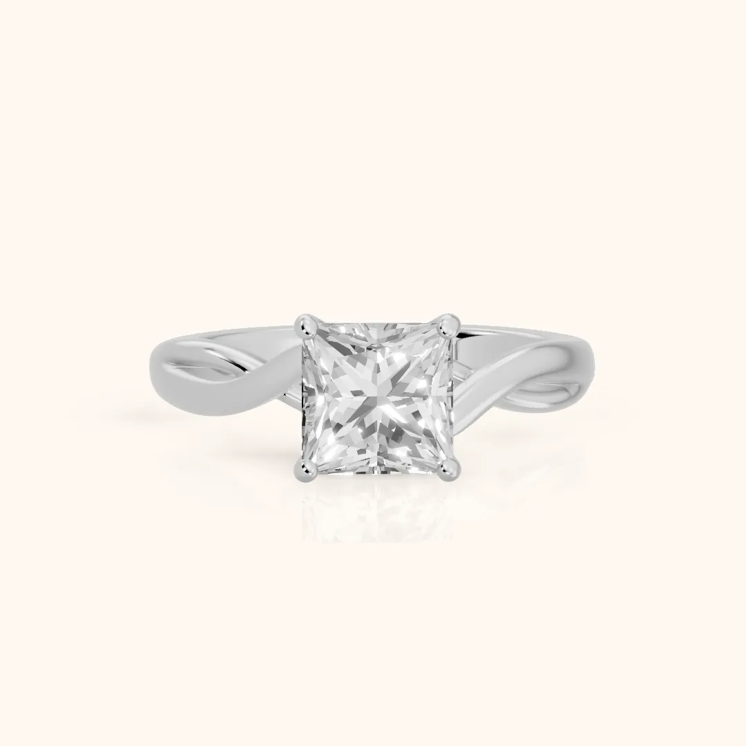 Britta Twist Princess Diamond Engagement Ring in Silver — view 2