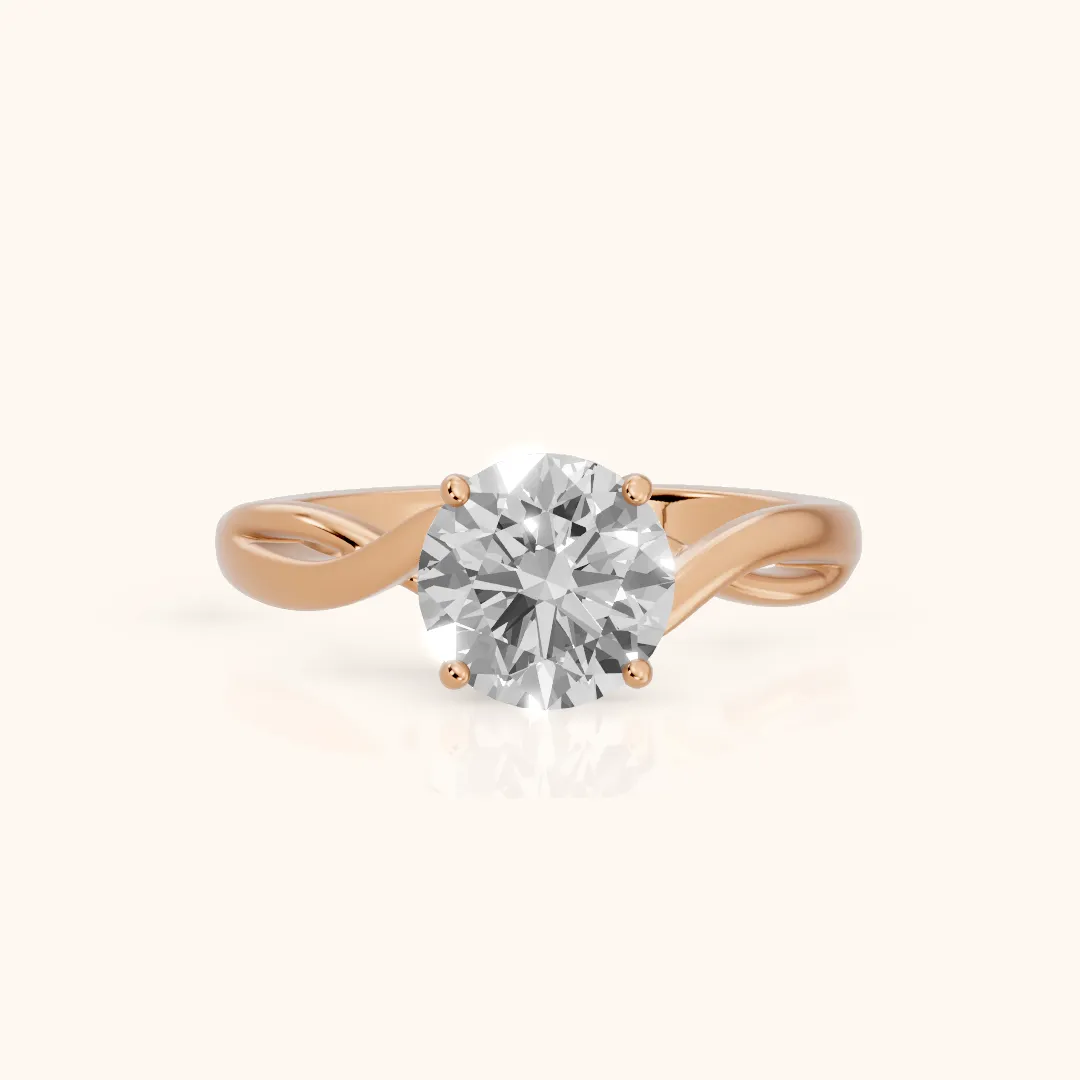 Britta Twist Round Diamond Engagement Ring in Rose Gold — view 2