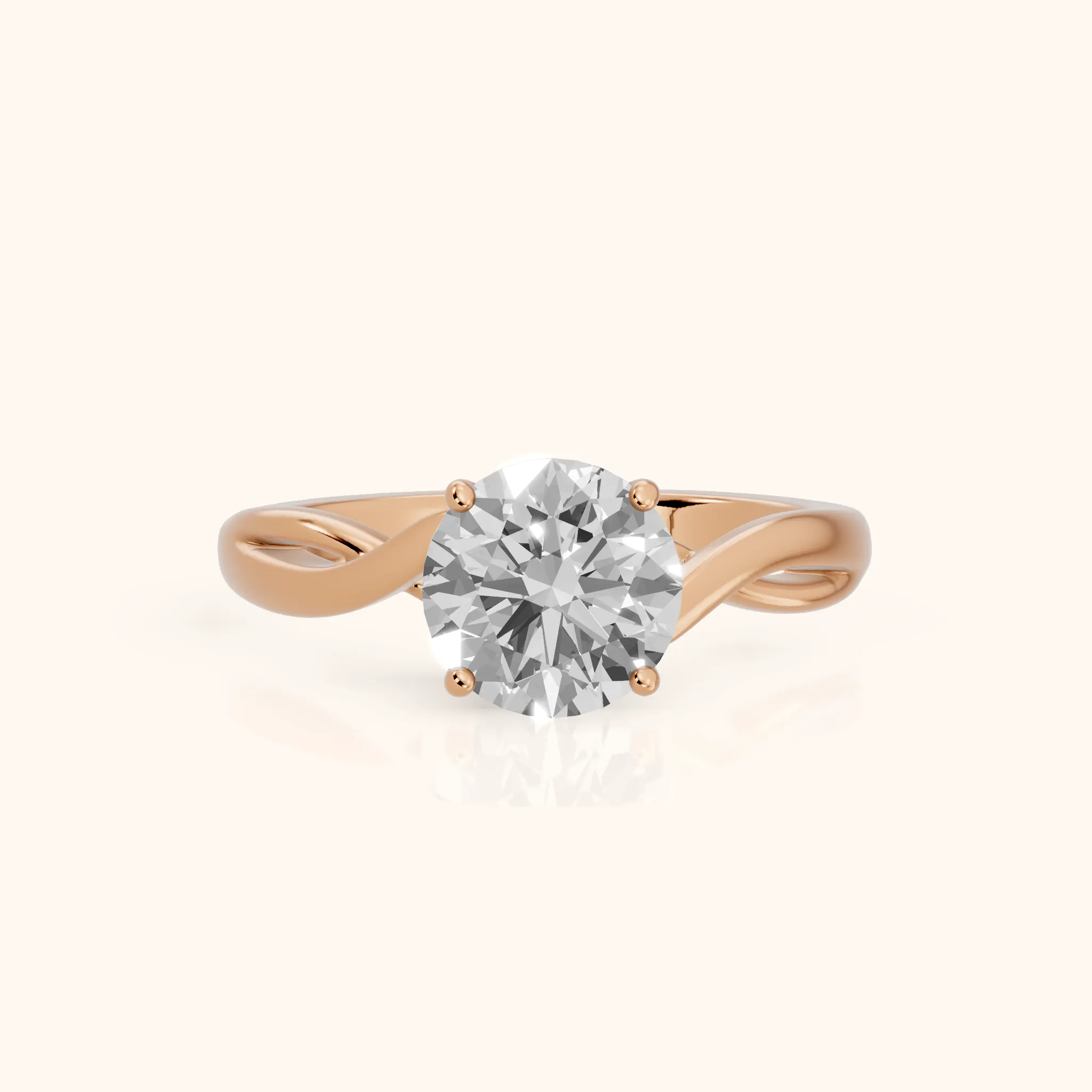 Britta Twist Round Diamond Engagement Ring in Rose Gold — view 1