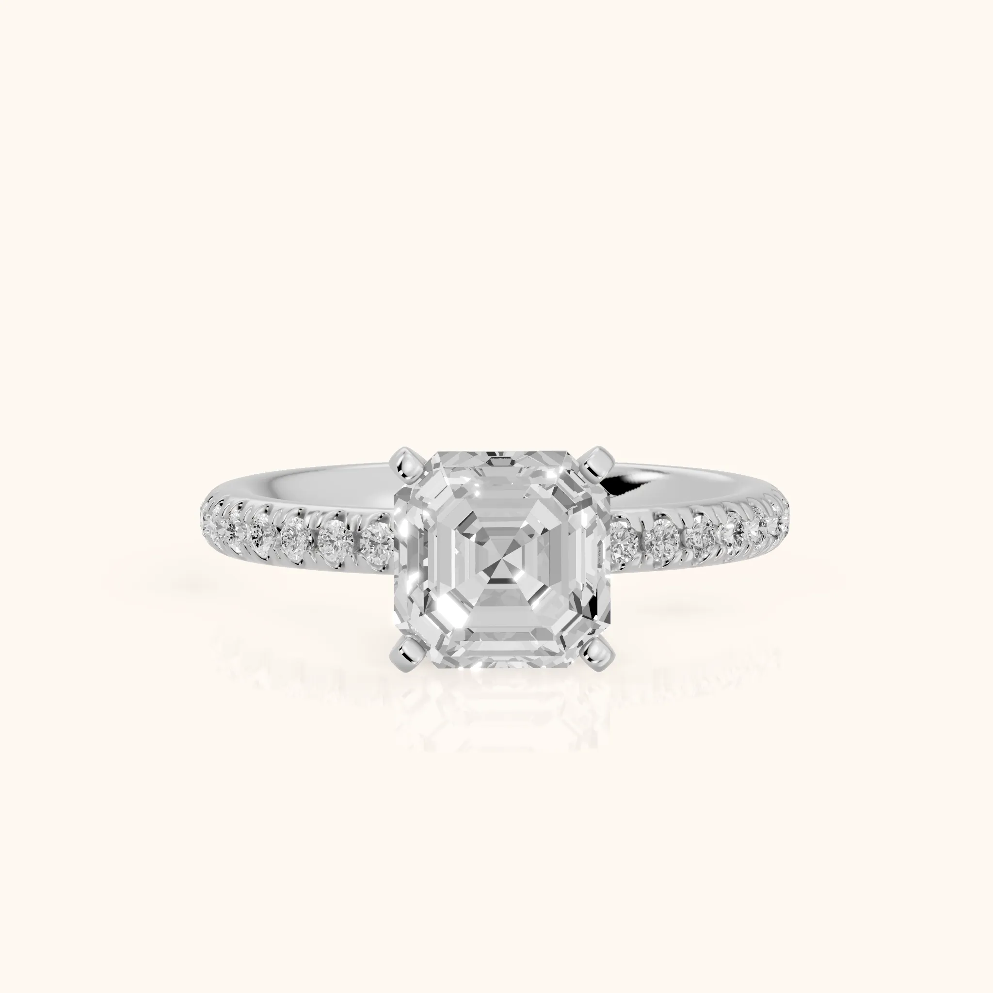 Saskia French Pavé Asscher Diamond Engagement Ring in Platinum — view 1