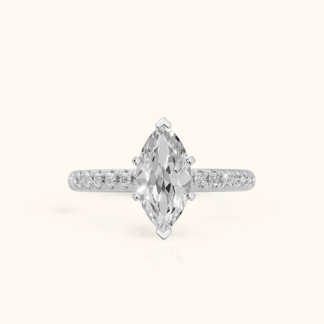 Saskia French Pavé Marquise Diamond Engagement Ring in Platinum — view 2