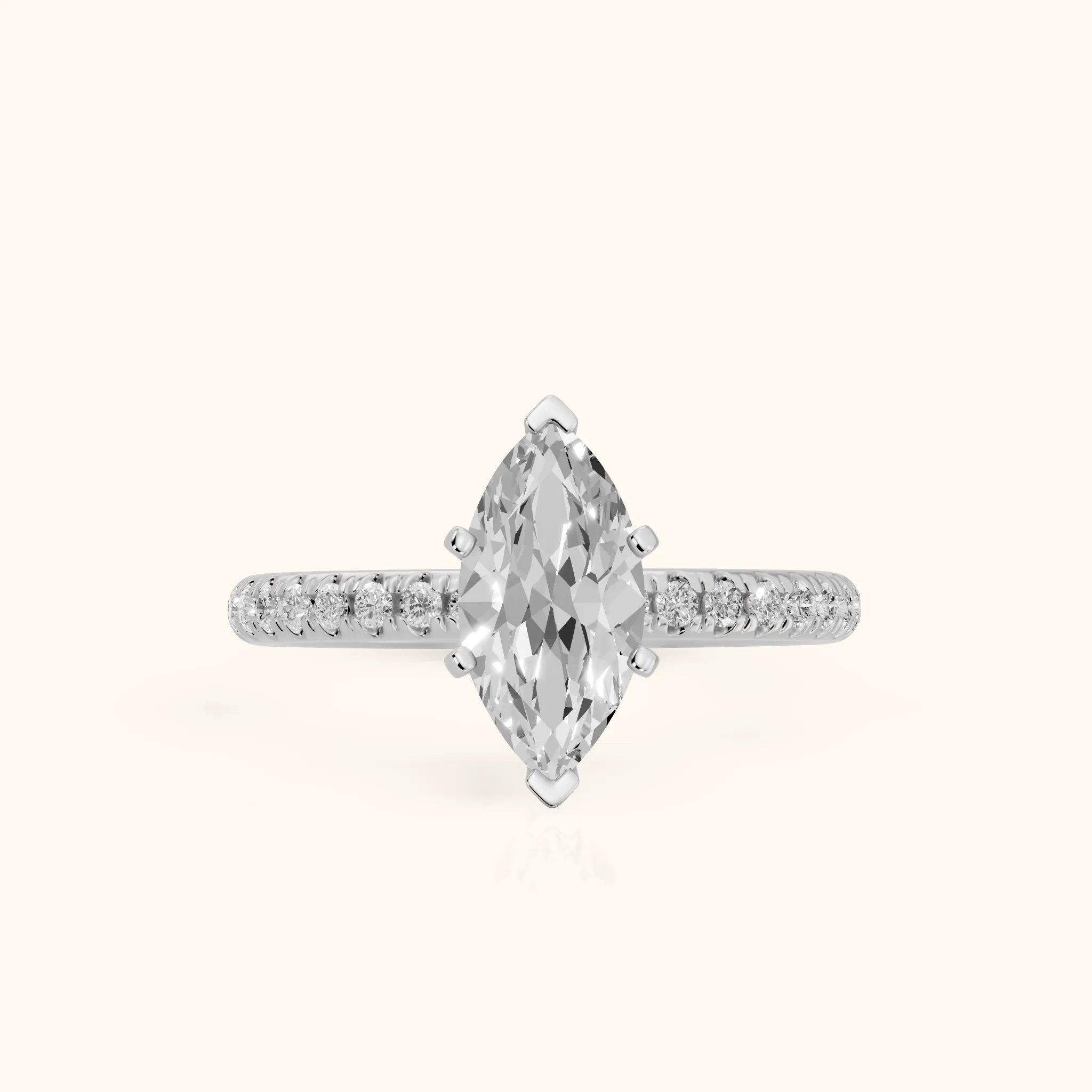 Saskia French Pavé Marquise Diamond Engagement Ring in Platinum — view 1