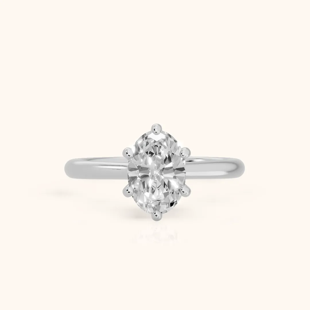 Agatha Solitaire Cathedral Oval Diamond Engagement Ring in Silver — view 2