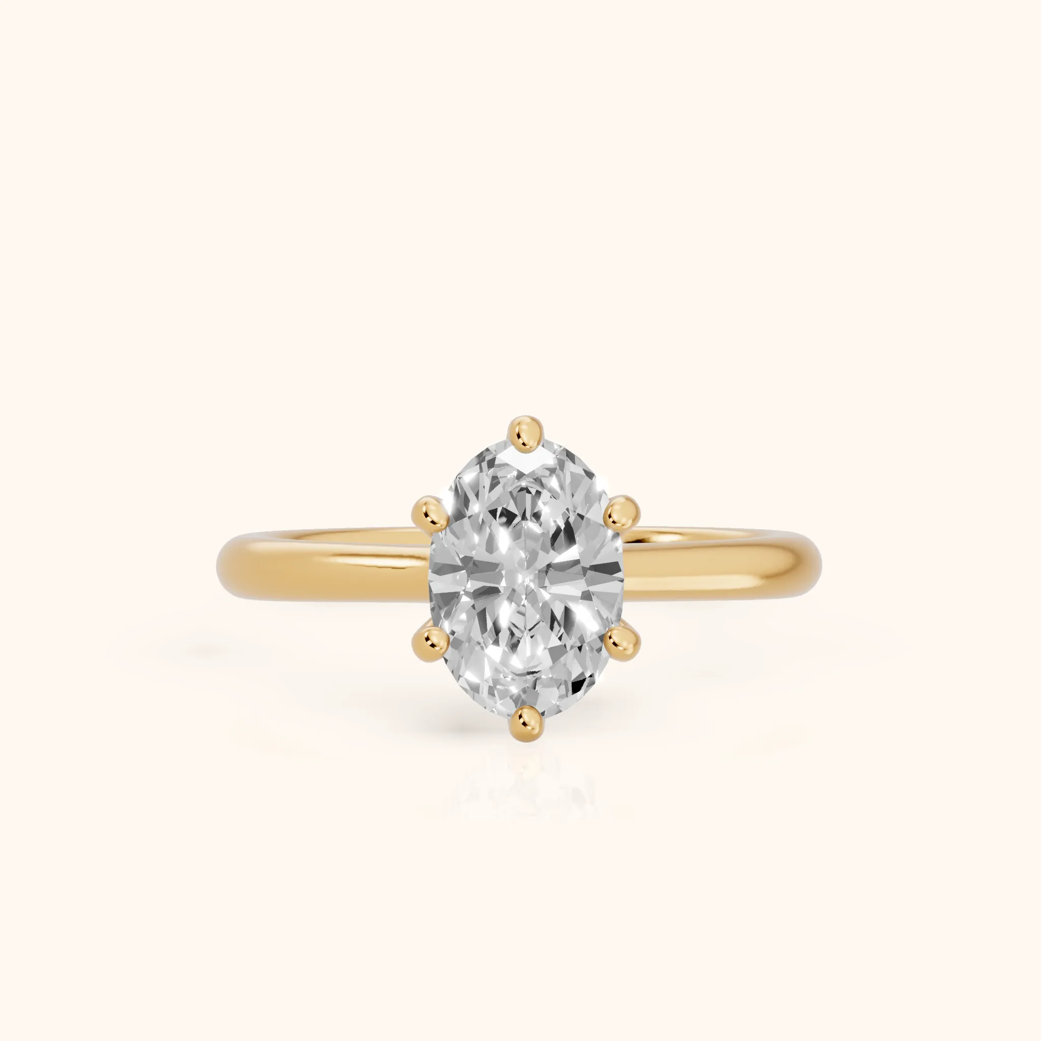 Agatha Solitaire Cathedral Oval Diamond Engagement Ring in Yellow Gold — view 1