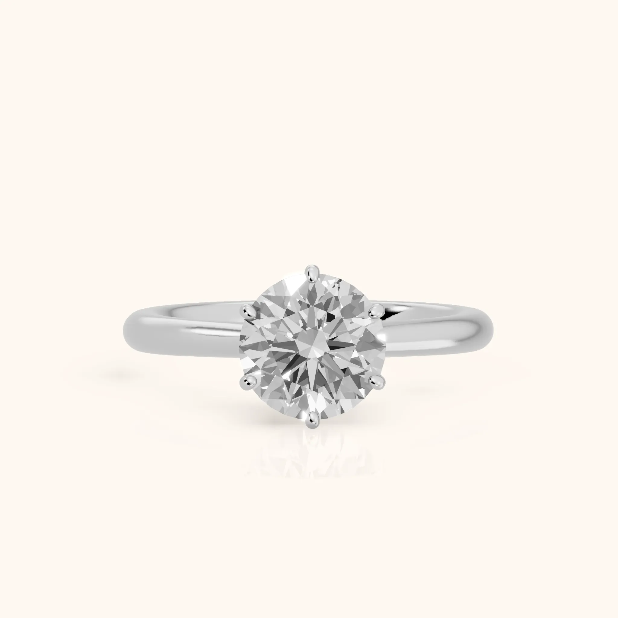 Agatha Solitaire Cathedral Round Diamond Engagement Ring in Platinum — view 1