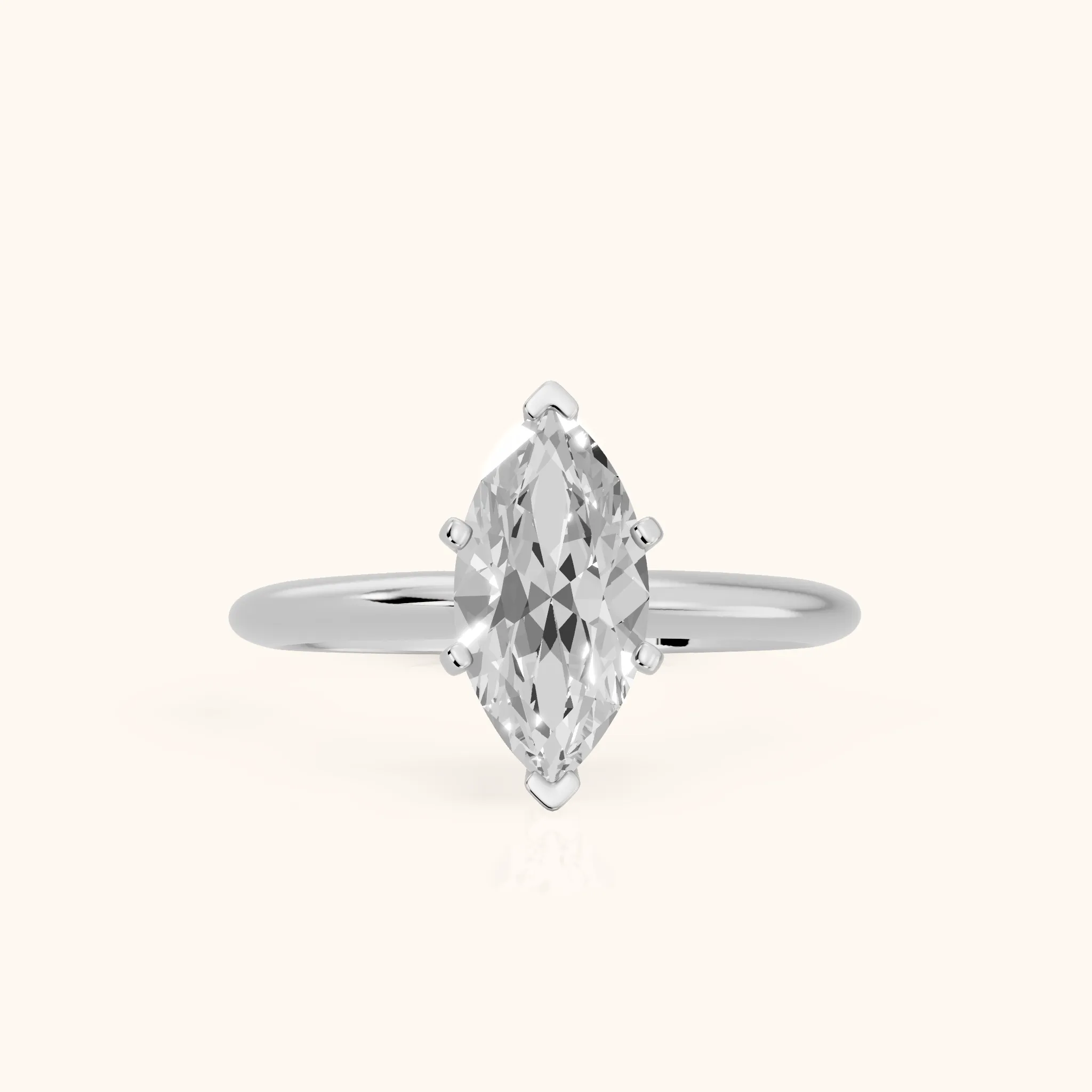 Aida Solitaire Knife Edge Marquise Diamond Engagement Ring in Silver — view 1