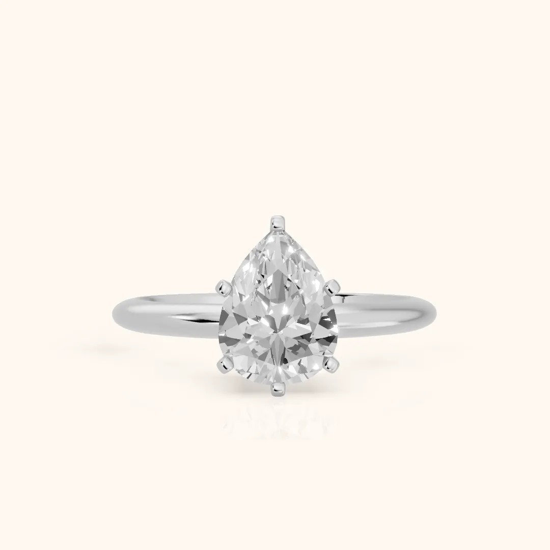 Aida Solitaire Knife Edge Pear Diamond Engagement Ring in Platinum — view 2