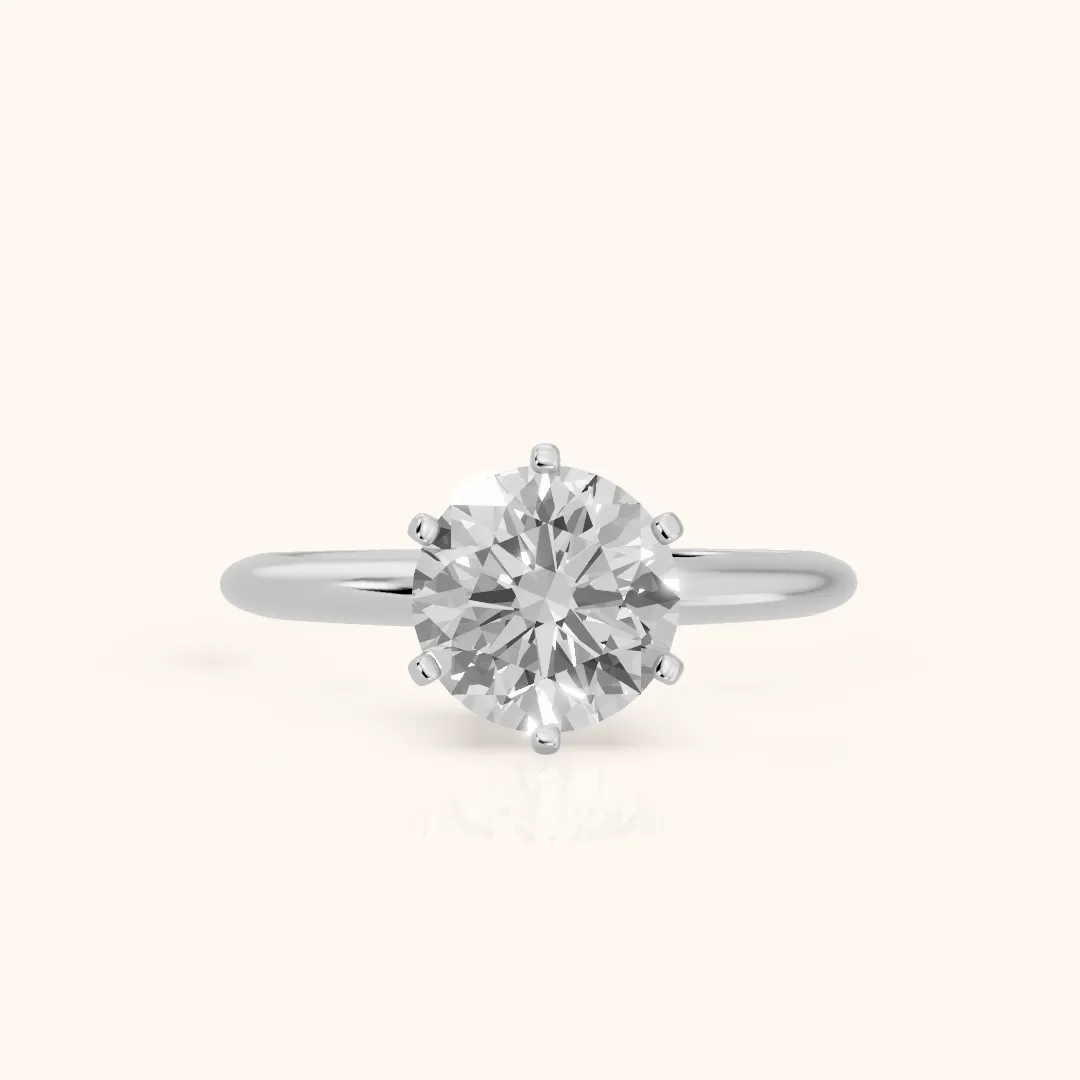 Aida Solitaire Knife Edge Round Diamond Engagement Ring in Platinum — view 2