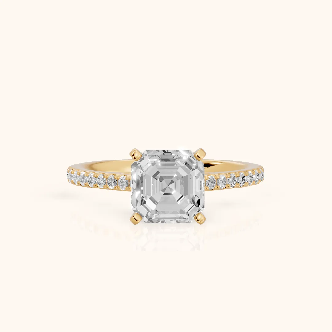 Ailsa Micropavé Asscher Diamond Engagement Ring in Yellow Gold — view 2