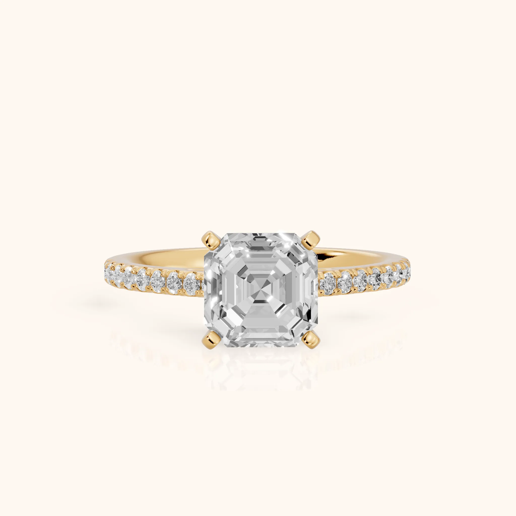 Ailsa Micropavé Asscher Diamond Engagement Ring in Yellow Gold — view 1
