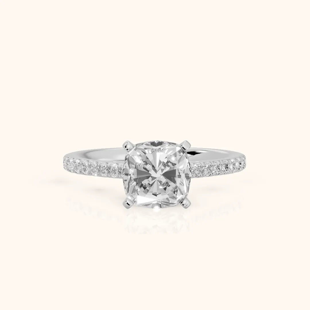 Ailsa Micropavé Cushion Diamond Engagement Ring in Silver — view 2