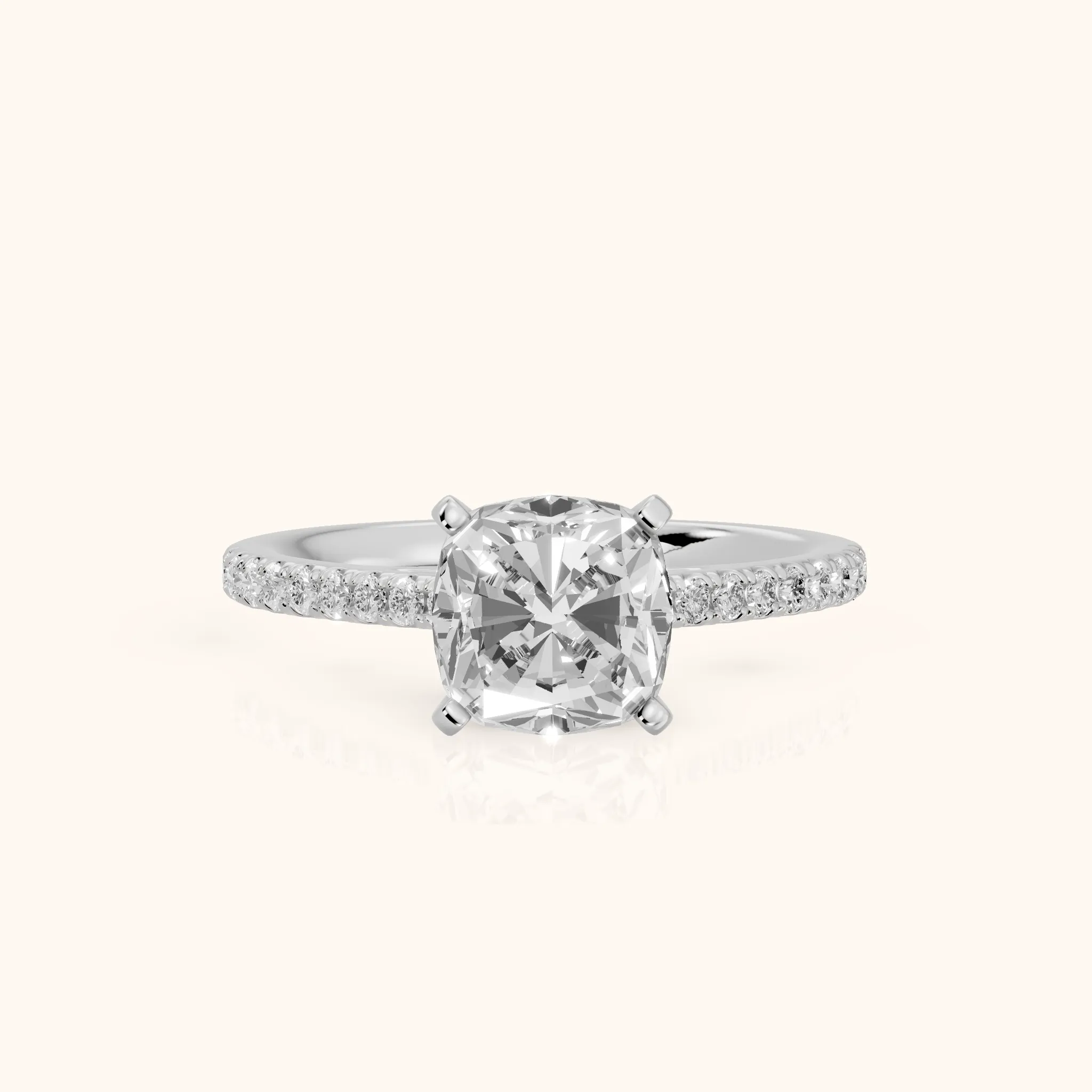 Ailsa Micropavé Cushion Diamond Engagement Ring in Silver — view 1