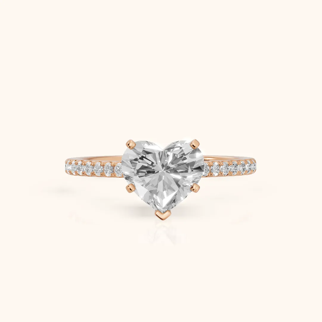 Ailsa Micropavé Heart Diamond Engagement Ring in Rose Gold — view 2
