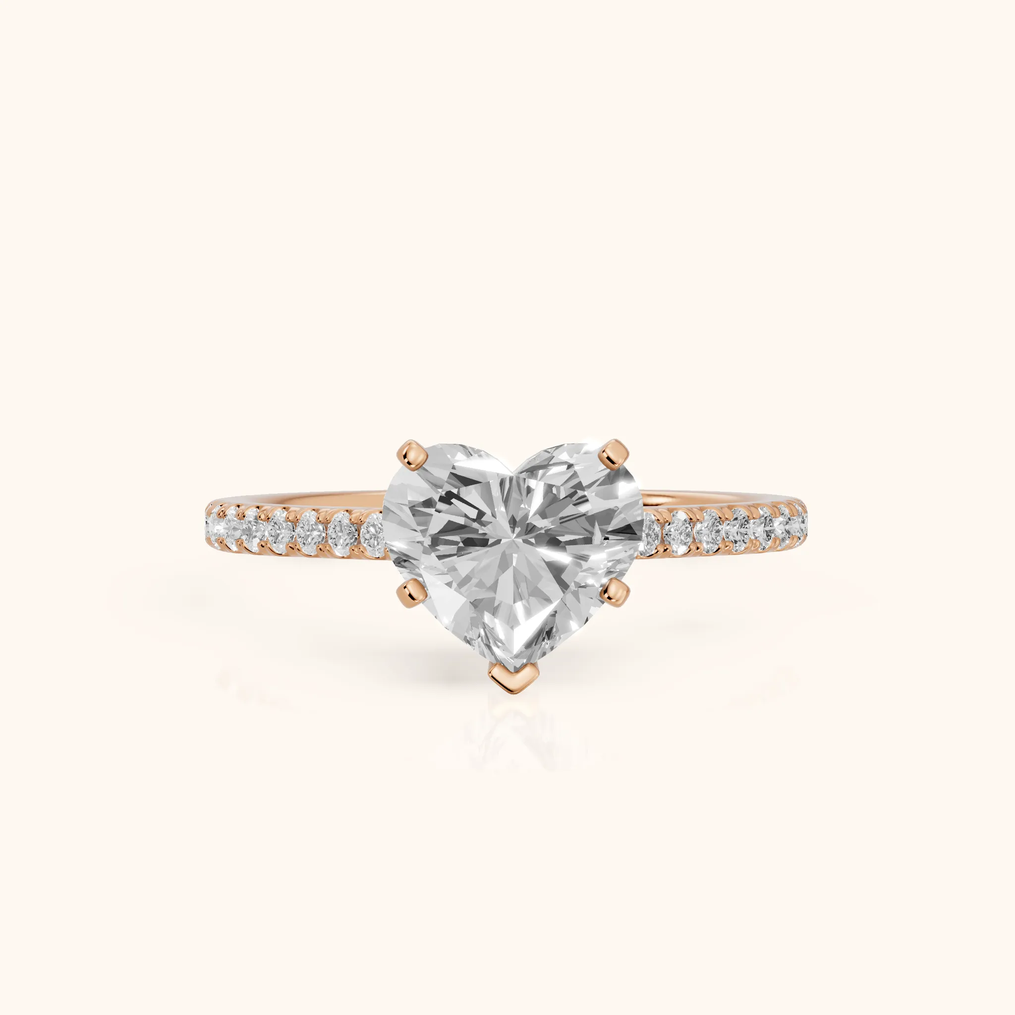 Ailsa Micropavé Heart Diamond Engagement Ring in Rose Gold — view 1