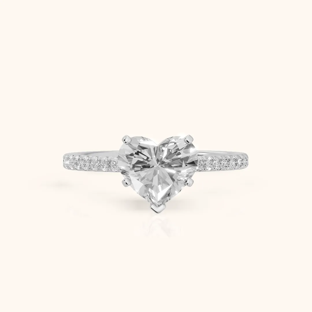 Ailsa Micropavé Heart Diamond Engagement Ring in Platinum — view 2
