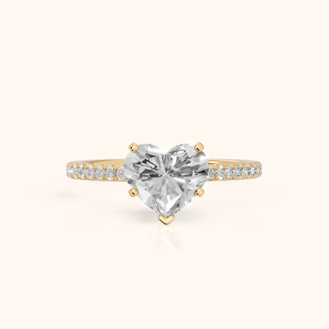 Ailsa Micropavé Heart Diamond Engagement Ring in Yellow Gold — view 2