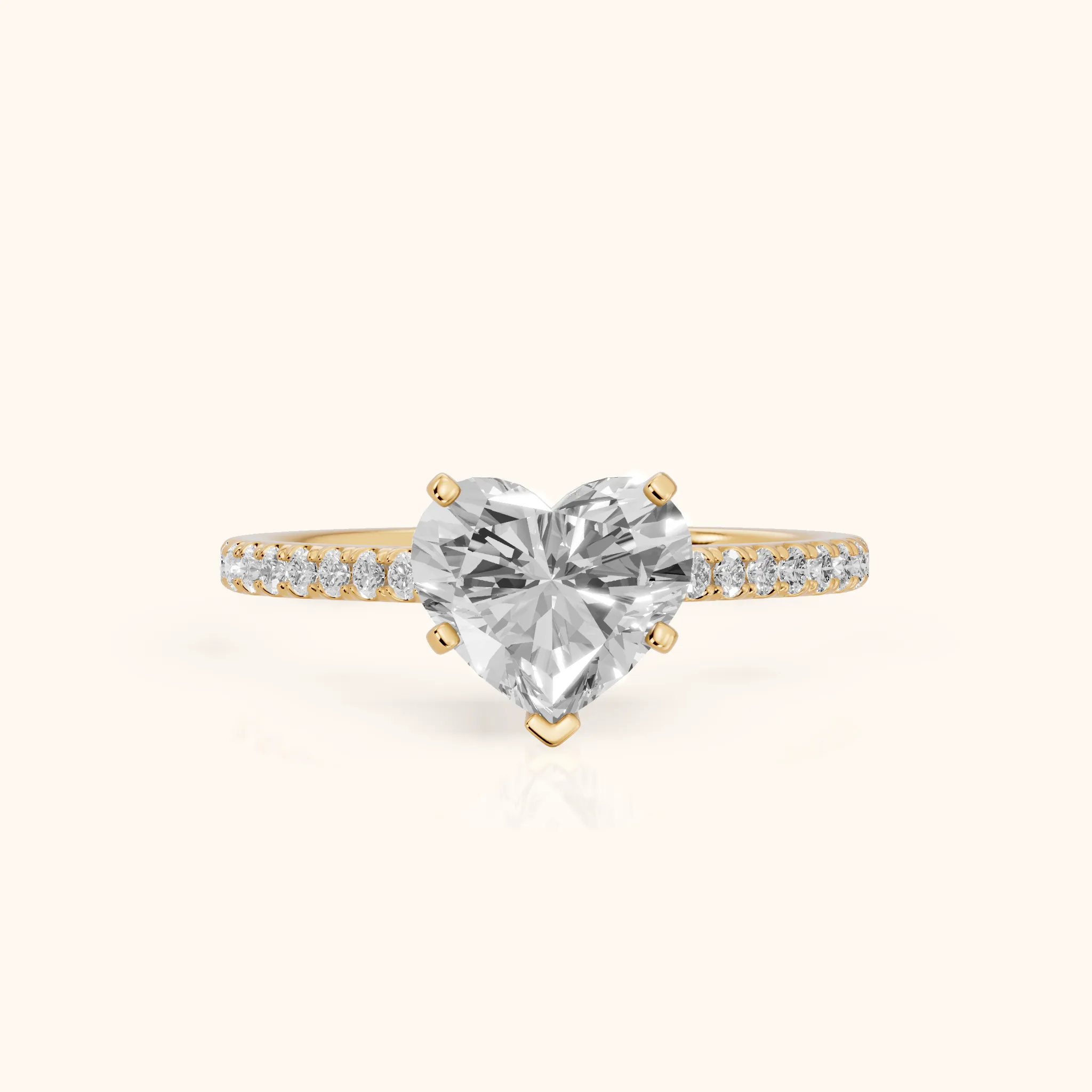 Ailsa Micropavé Heart Diamond Engagement Ring in Yellow Gold — view 1