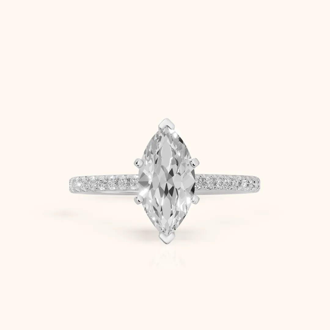 Ailsa Micropavé Marquise Diamond Engagement Ring in Silver — view 2
