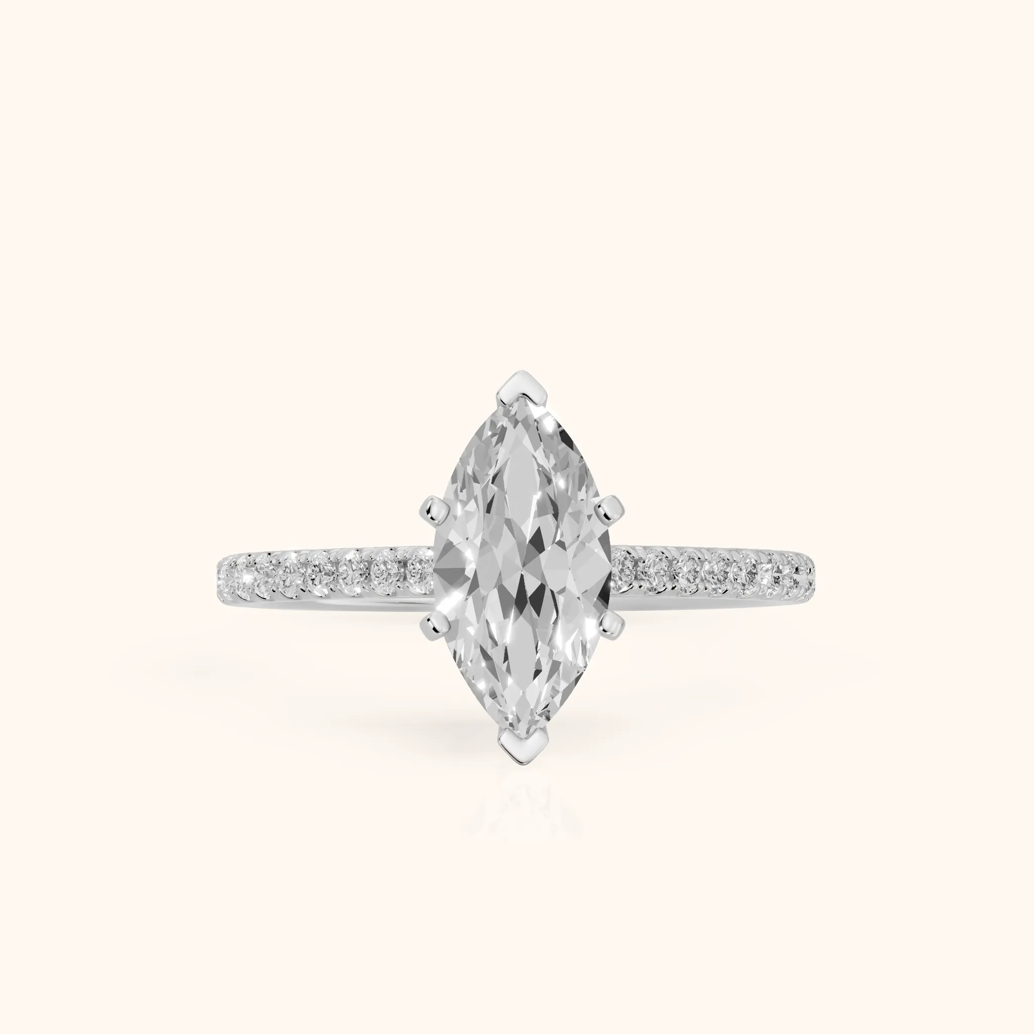 Ailsa Micropavé Marquise Diamond Engagement Ring in Silver — view 1