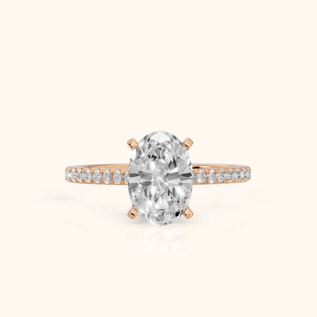Ailsa Micropavé Oval Diamond Engagement Ring in Rose Gold — view 2