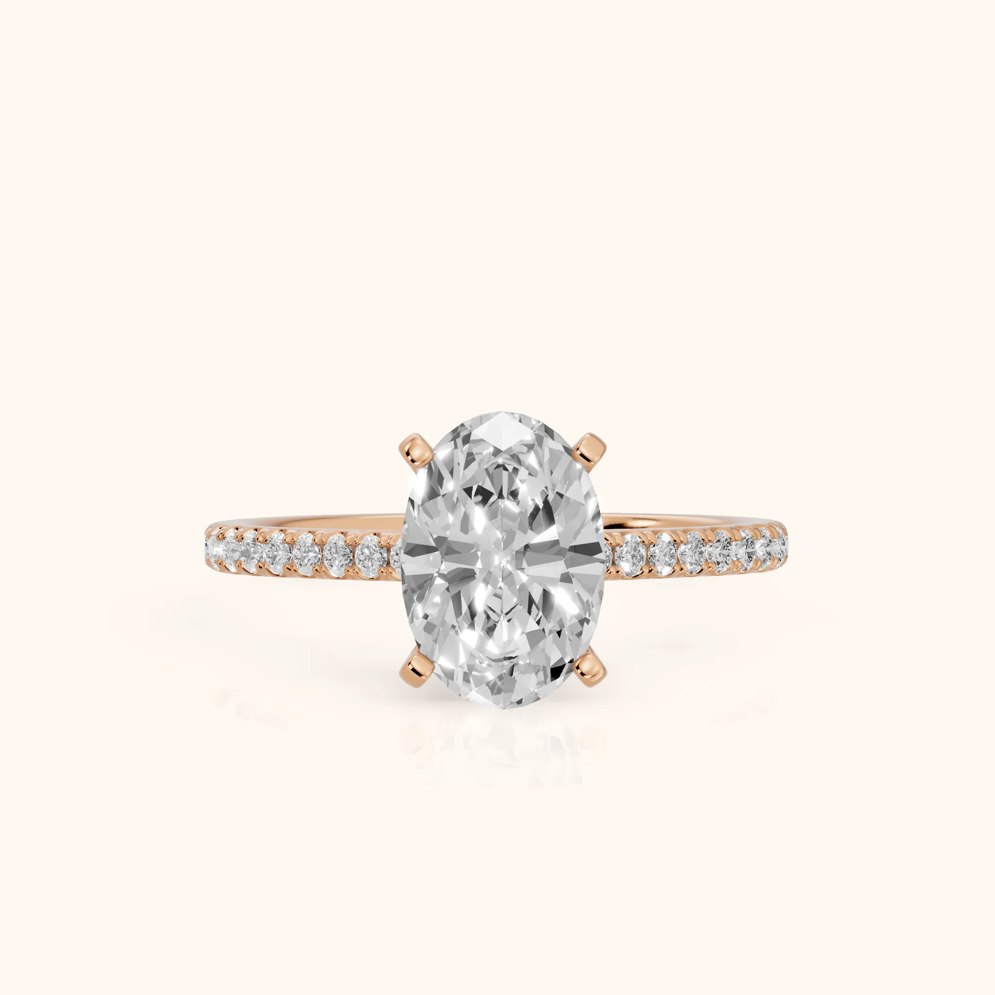 Ailsa Micropavé Oval Diamond Engagement Ring in Rose Gold — view 1