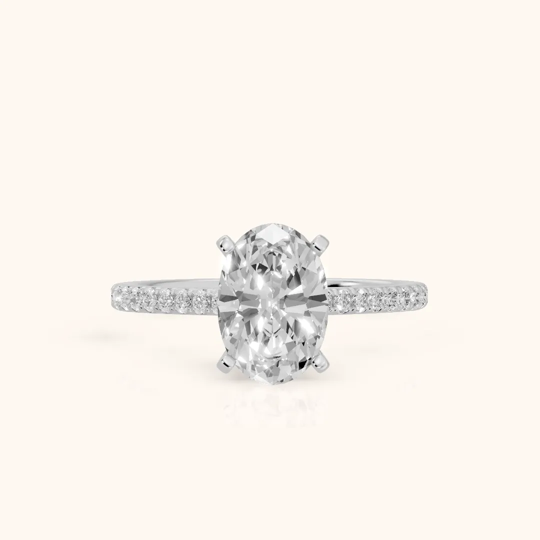 Ailsa Micropavé Oval Diamond Engagement Ring in White Gold — view 2