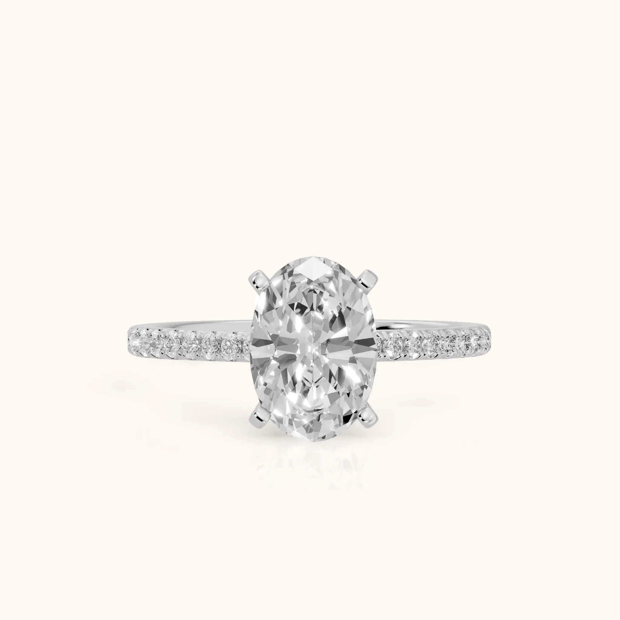 Ailsa Micropavé Oval Diamond Engagement Ring in White Gold — view 1