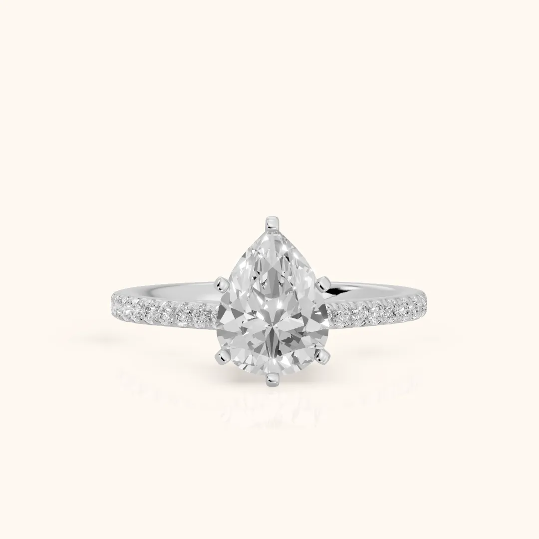 Ailsa Micropavé Pear Diamond Engagement Ring in Silver — view 2