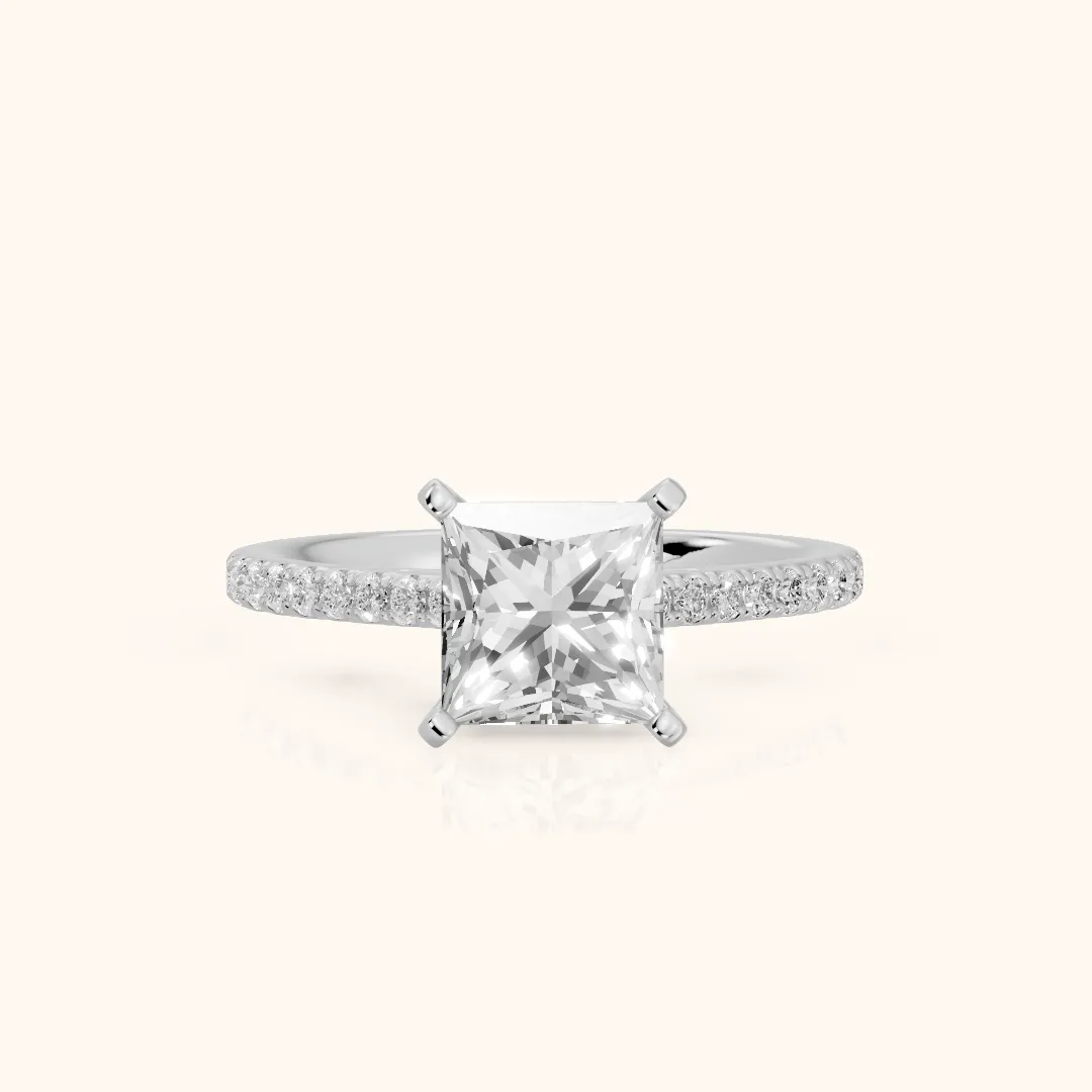 Ailsa Micropavé Princess Diamond Engagement Ring in Silver — view 2
