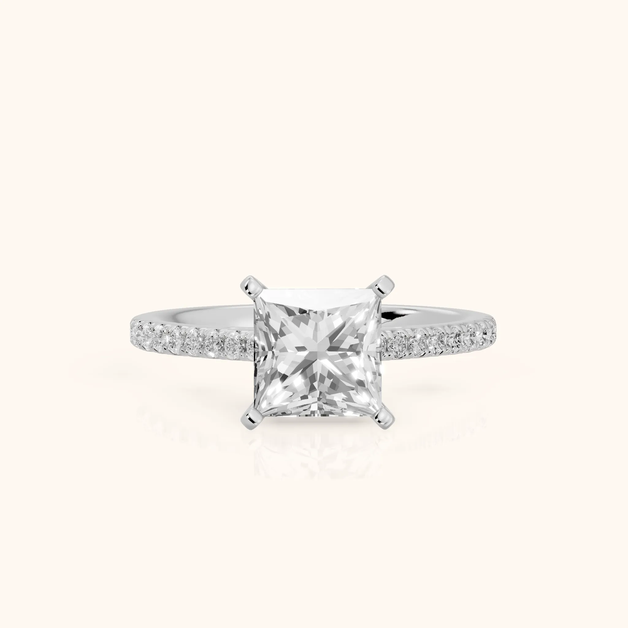 Ailsa Micropavé Princess Diamond Engagement Ring in Silver — view 1