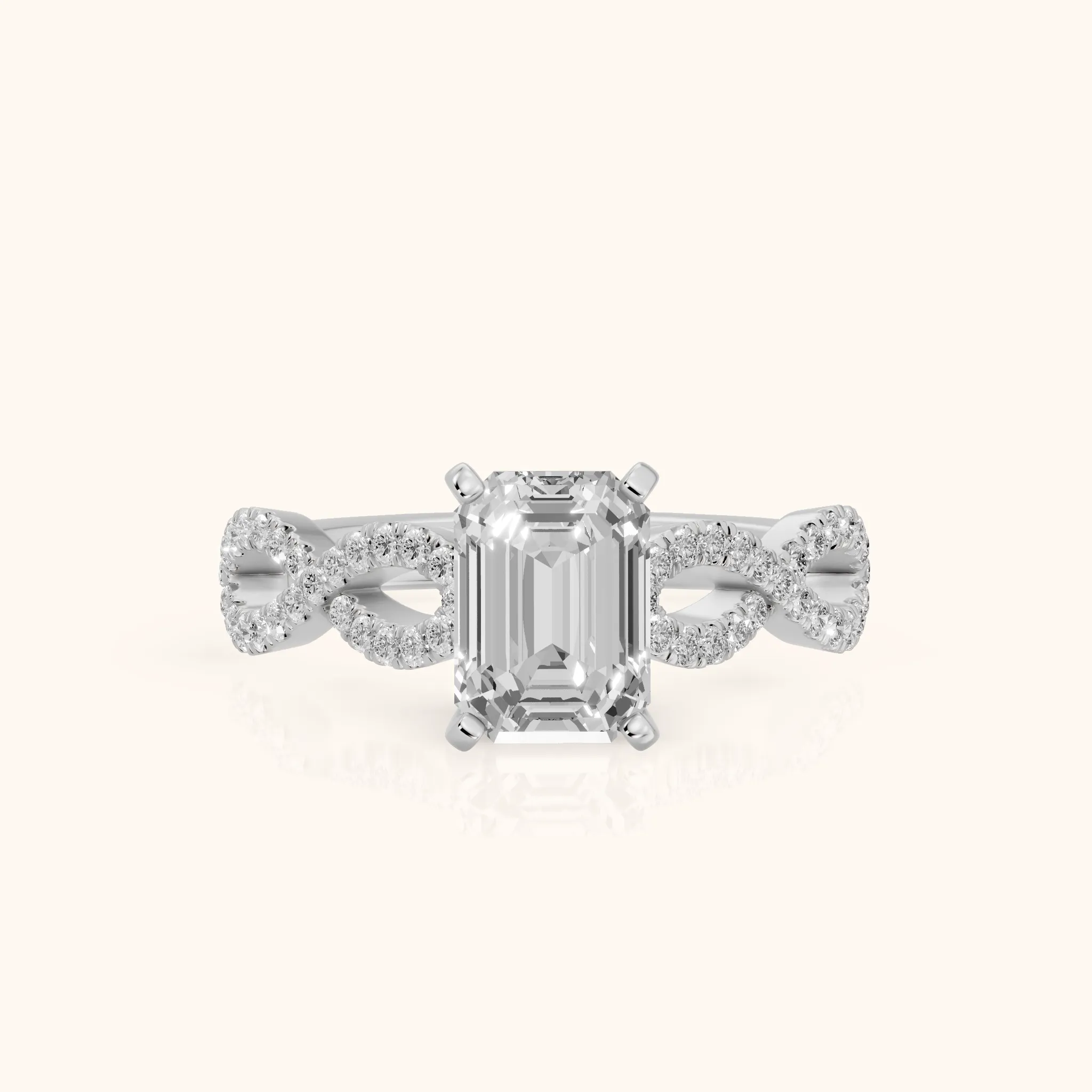Althea Twist Micropavé Emerald Diamond Engagement Ring in Silver — view 1