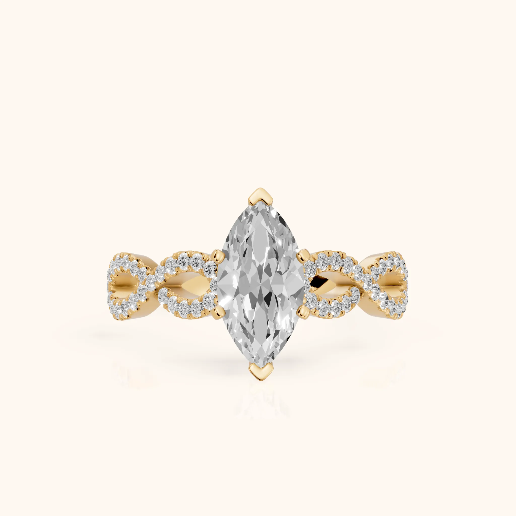 Althea Twist Micropavé Marquise Diamond Engagement Ring in Yellow Gold — view 1