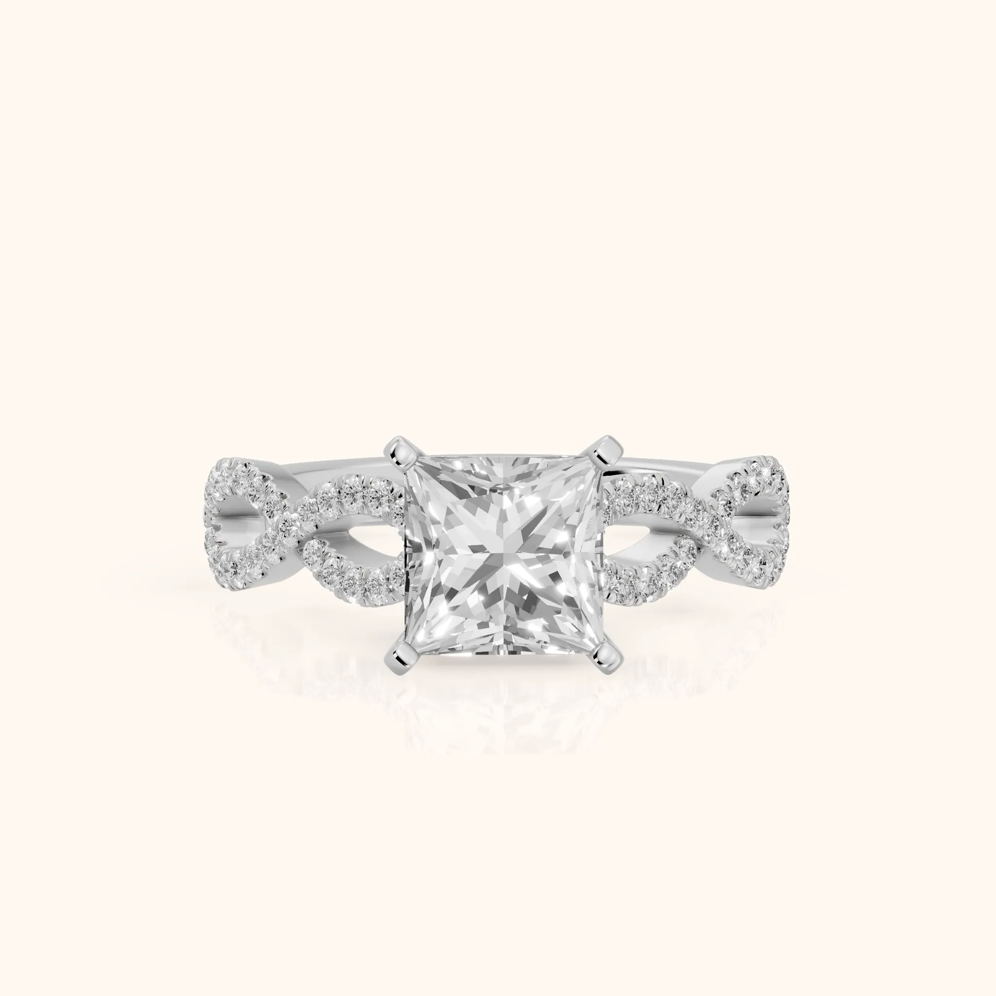 Althea Twist Micropavé Princess Diamond Engagement Ring in Silver — view 1