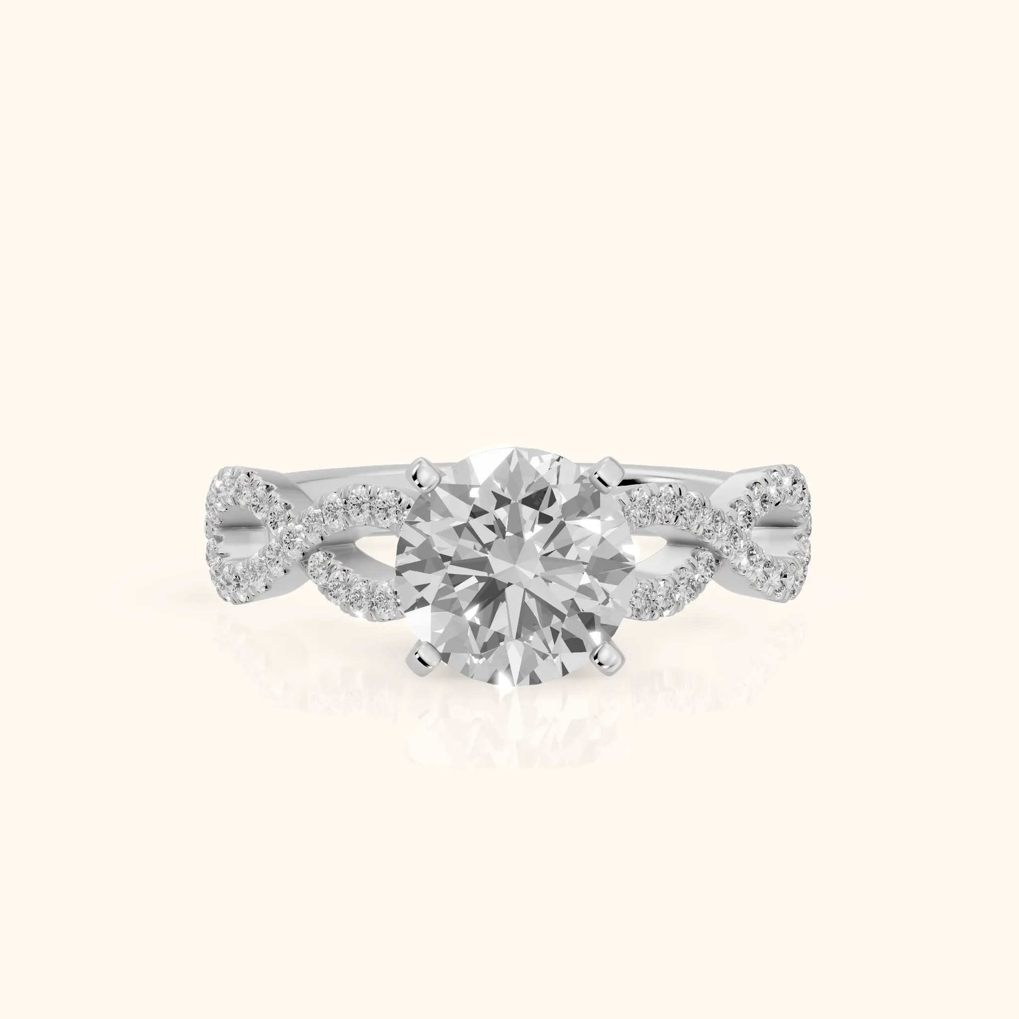 Althea Twist Micropavé Round Diamond Engagement Ring in Platinum — view 1