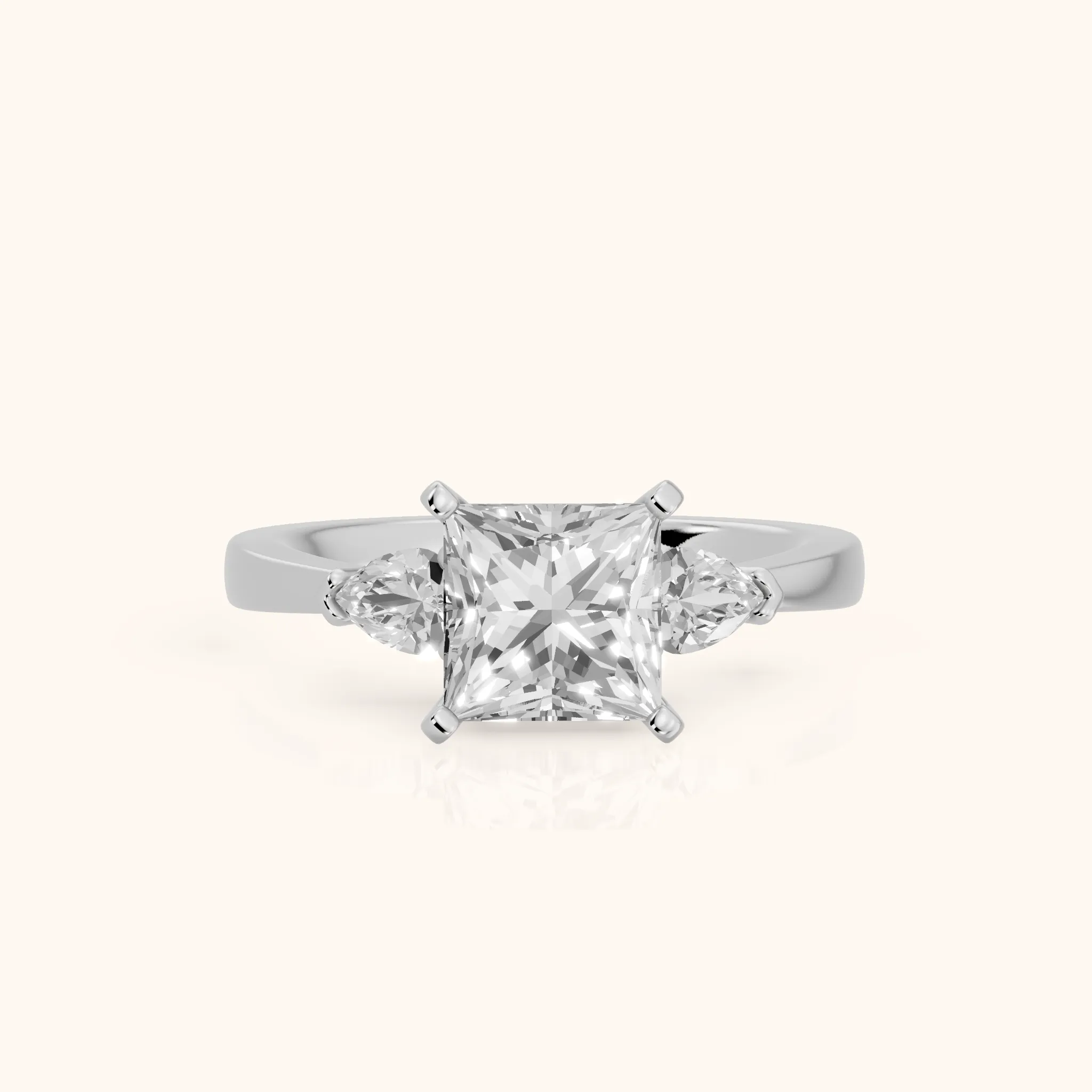 Amabel Three-Stone Princess Diamond Engagement Ring in Silver — view 1