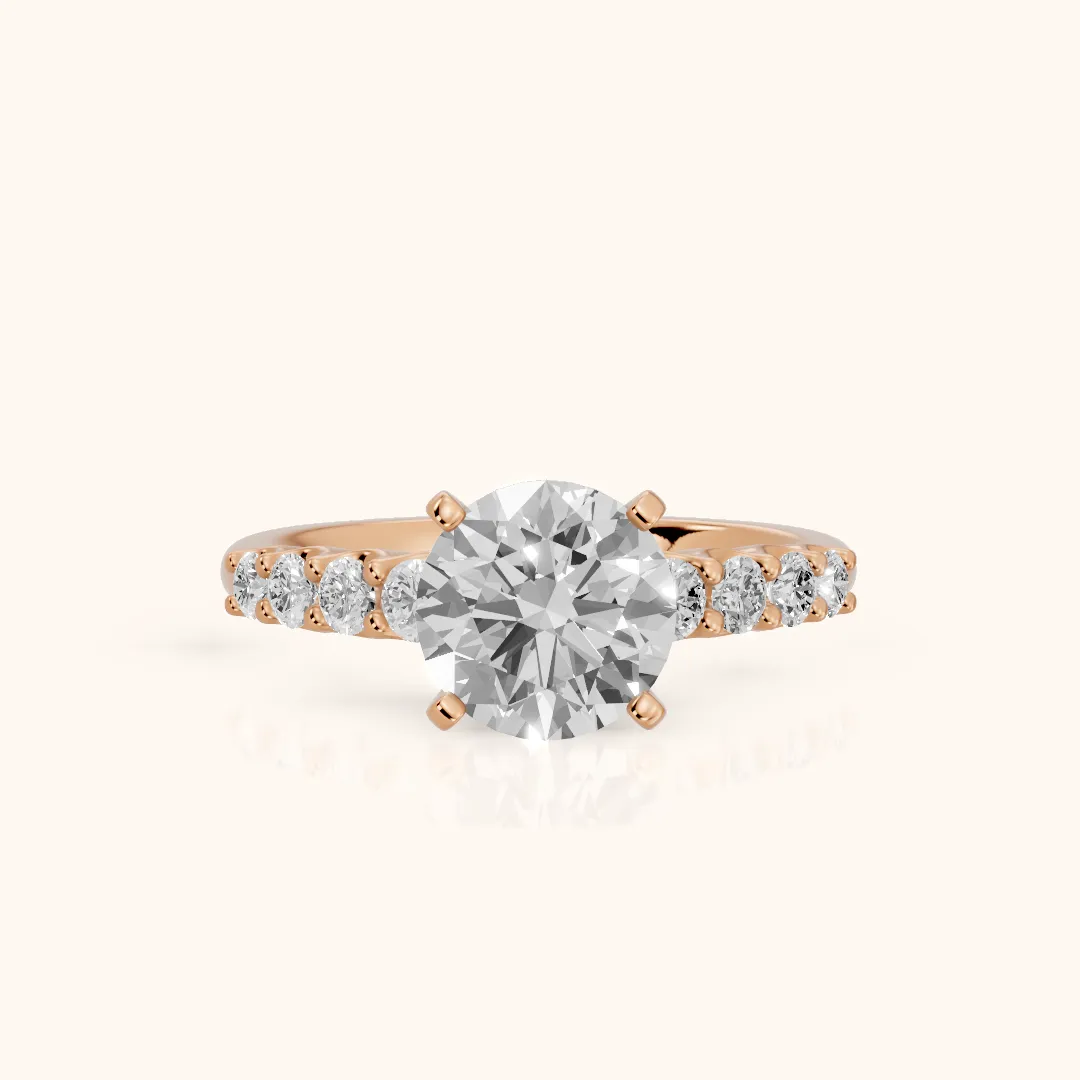Augusta Graduated Pavé Round Diamond Engagement Ring in Rose Gold — view 2