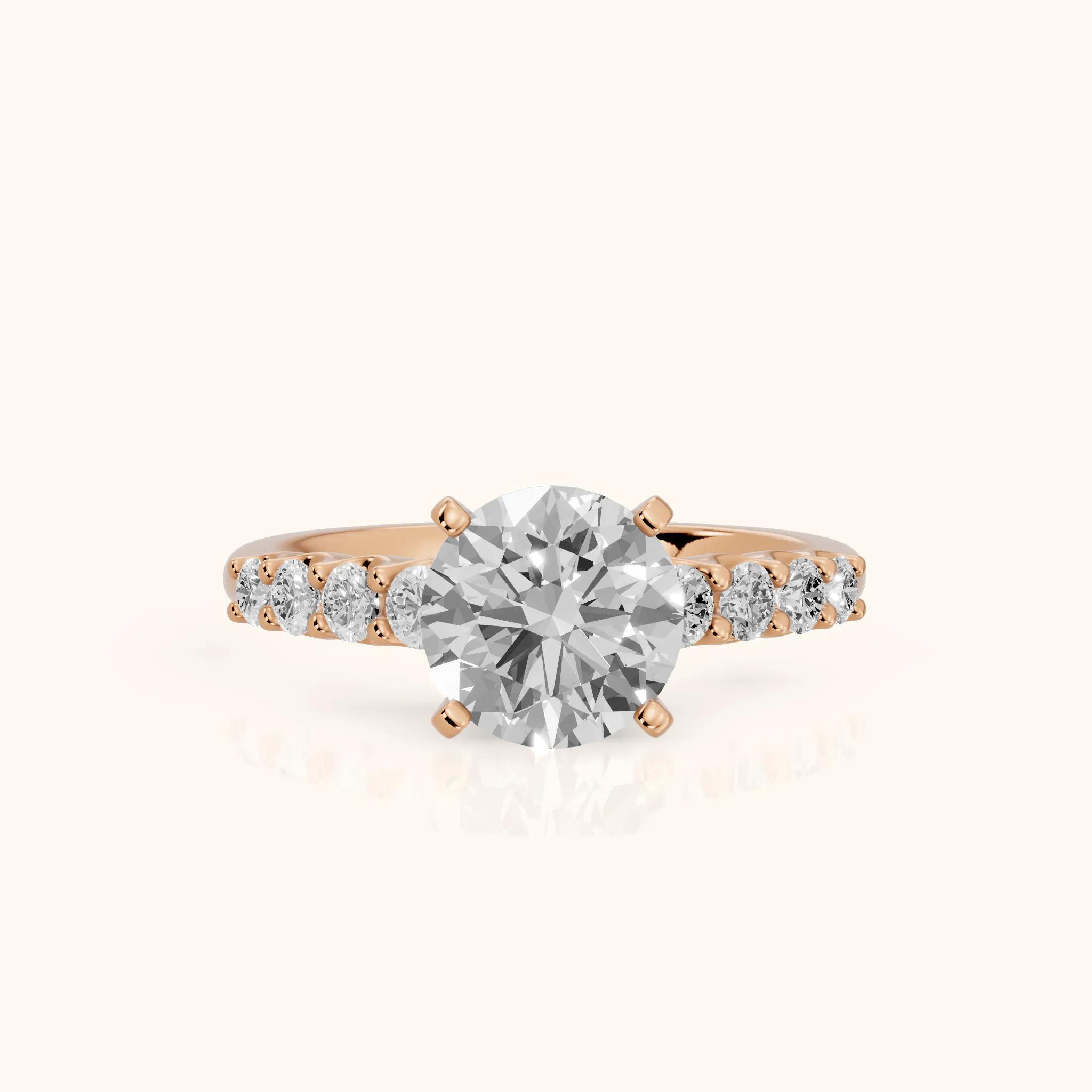 Augusta Graduated Pavé Round Diamond Engagement Ring in Rose Gold — view 1