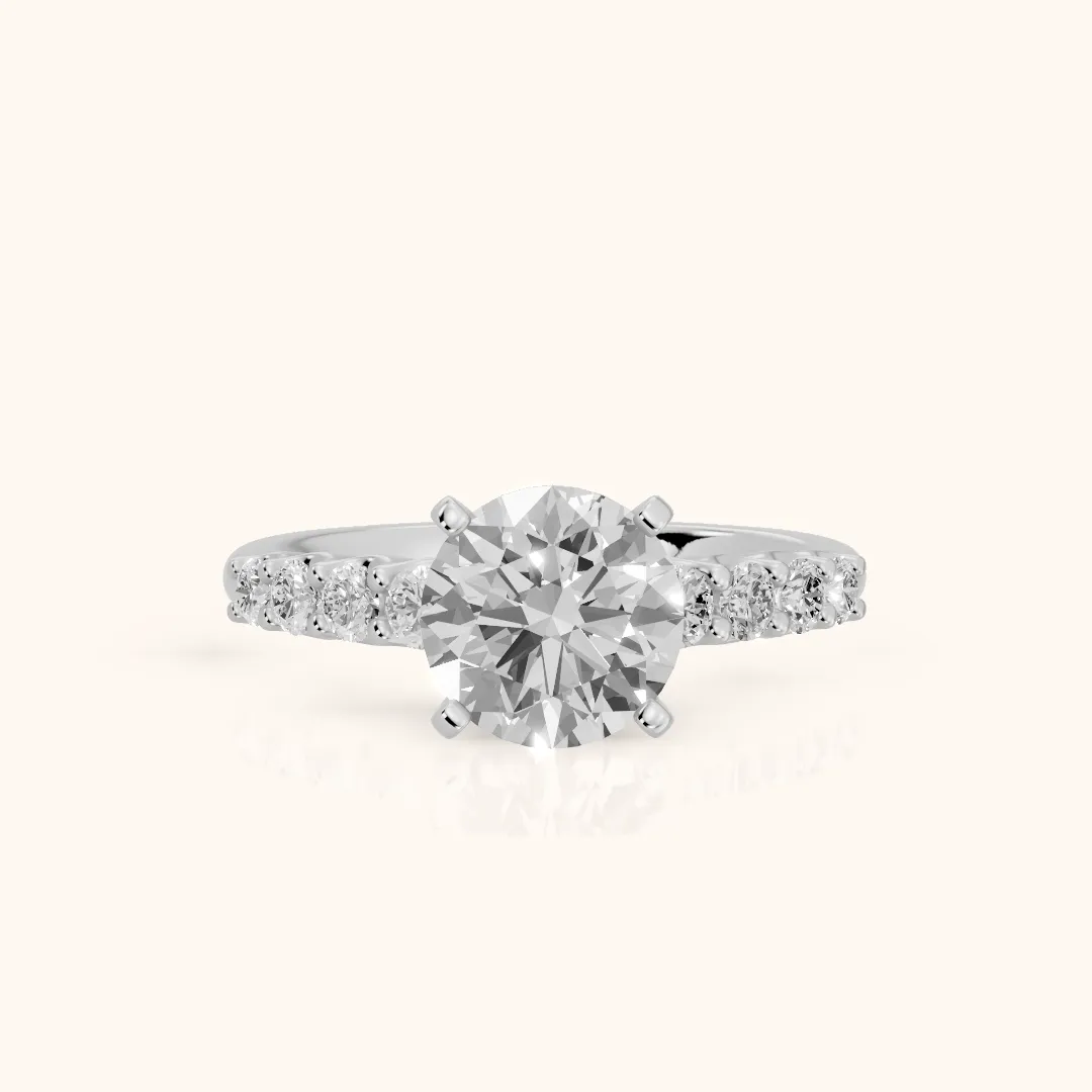 Augusta Graduated Pavé Round Diamond Engagement Ring in Silver — view 2
