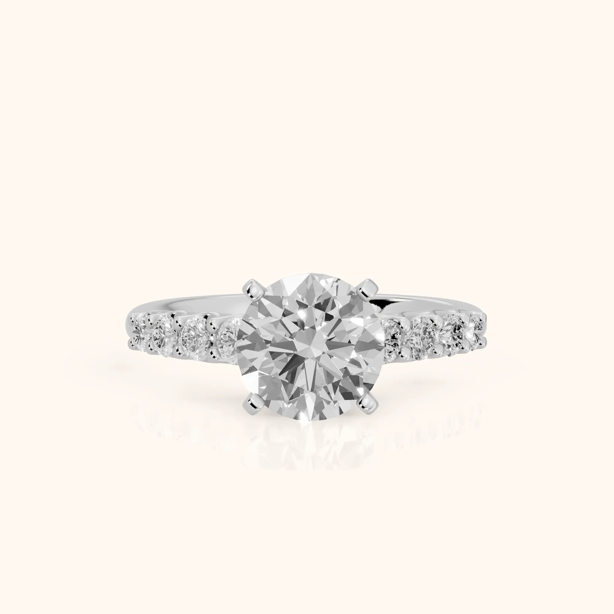 Augusta Graduated Pavé Round Diamond Engagement Ring in Silver — view 1