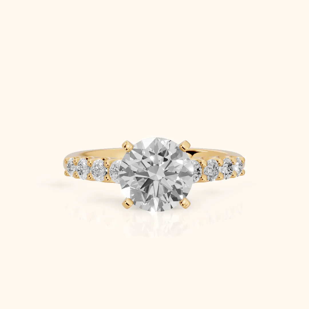 Augusta Graduated Pavé Round Diamond Engagement Ring in Yellow Gold — view 2