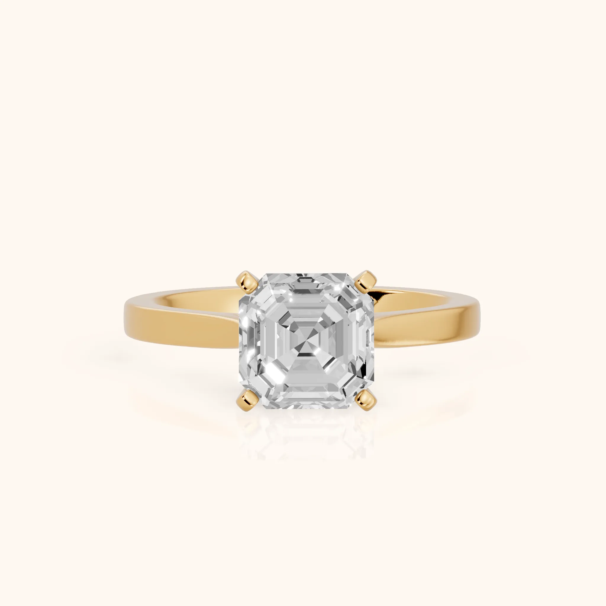 Cicely Solitaire Cathedral Asscher Diamond Engagement Ring in Yellow Gold — view 1