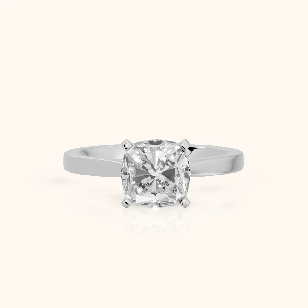 Cicely Solitaire Cathedral Cushion Diamond Engagement Ring in Silver — view 2