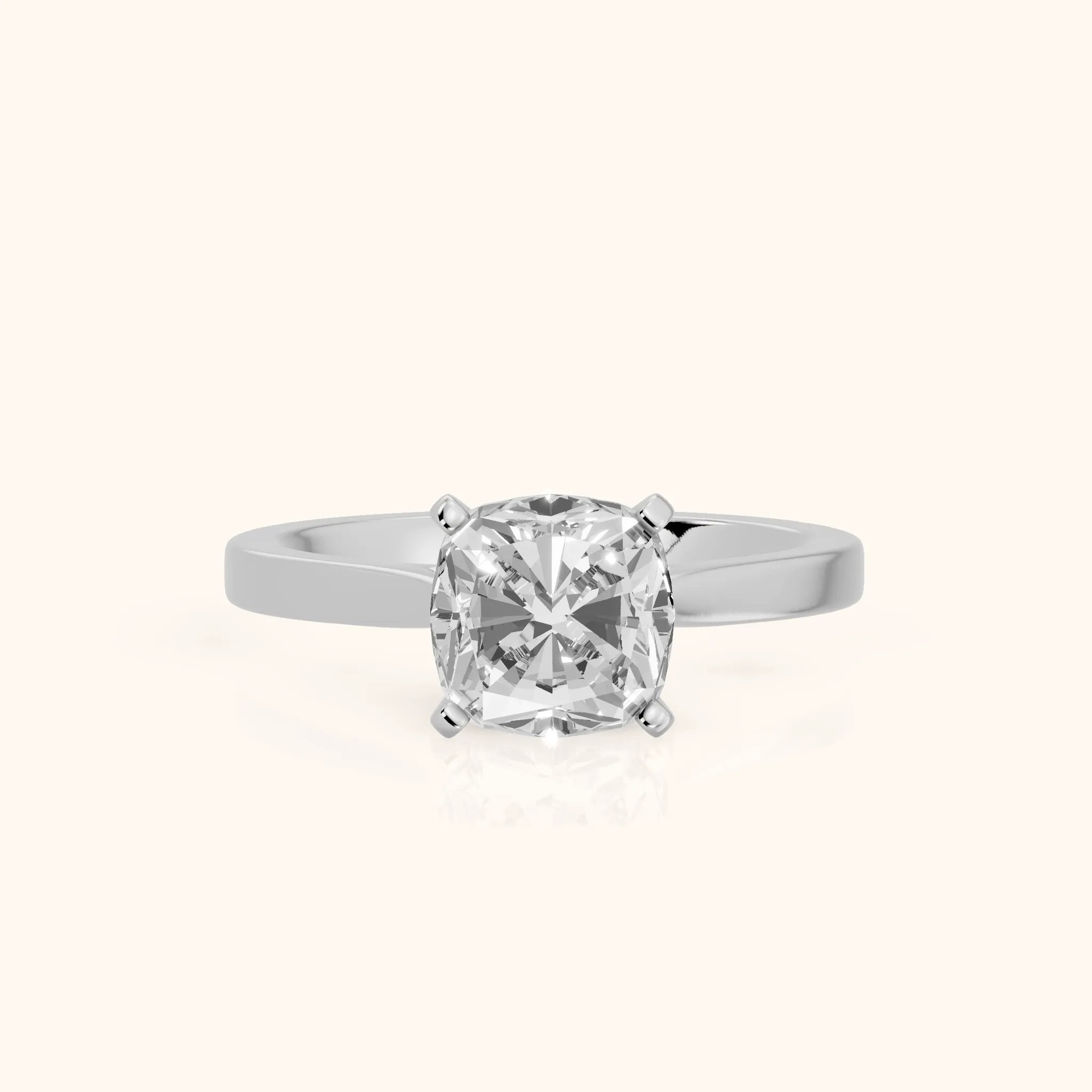 Cicely Solitaire Cathedral Cushion Diamond Engagement Ring in Silver — view 1