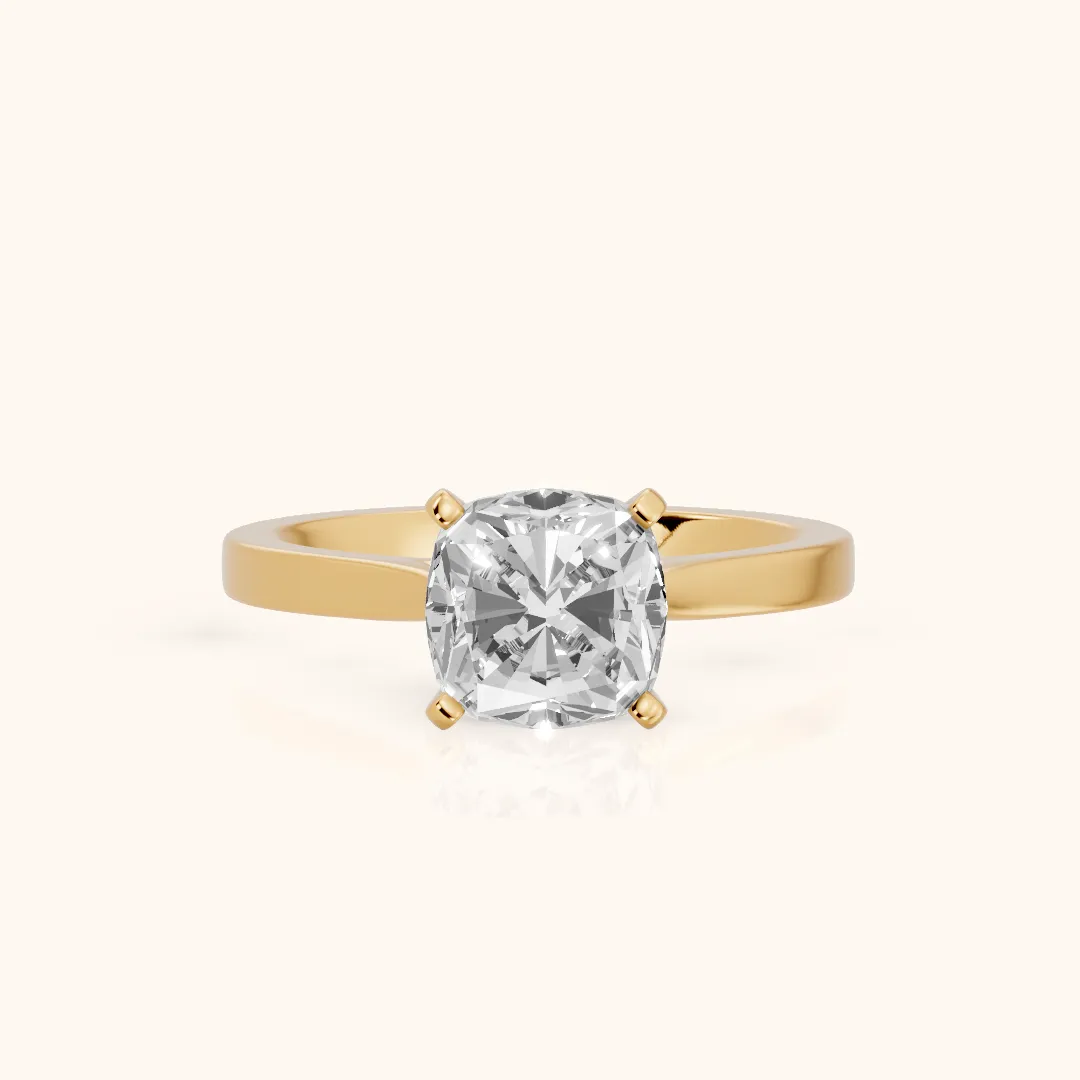 Cicely Solitaire Cathedral Cushion Diamond Engagement Ring in Yellow Gold — view 2