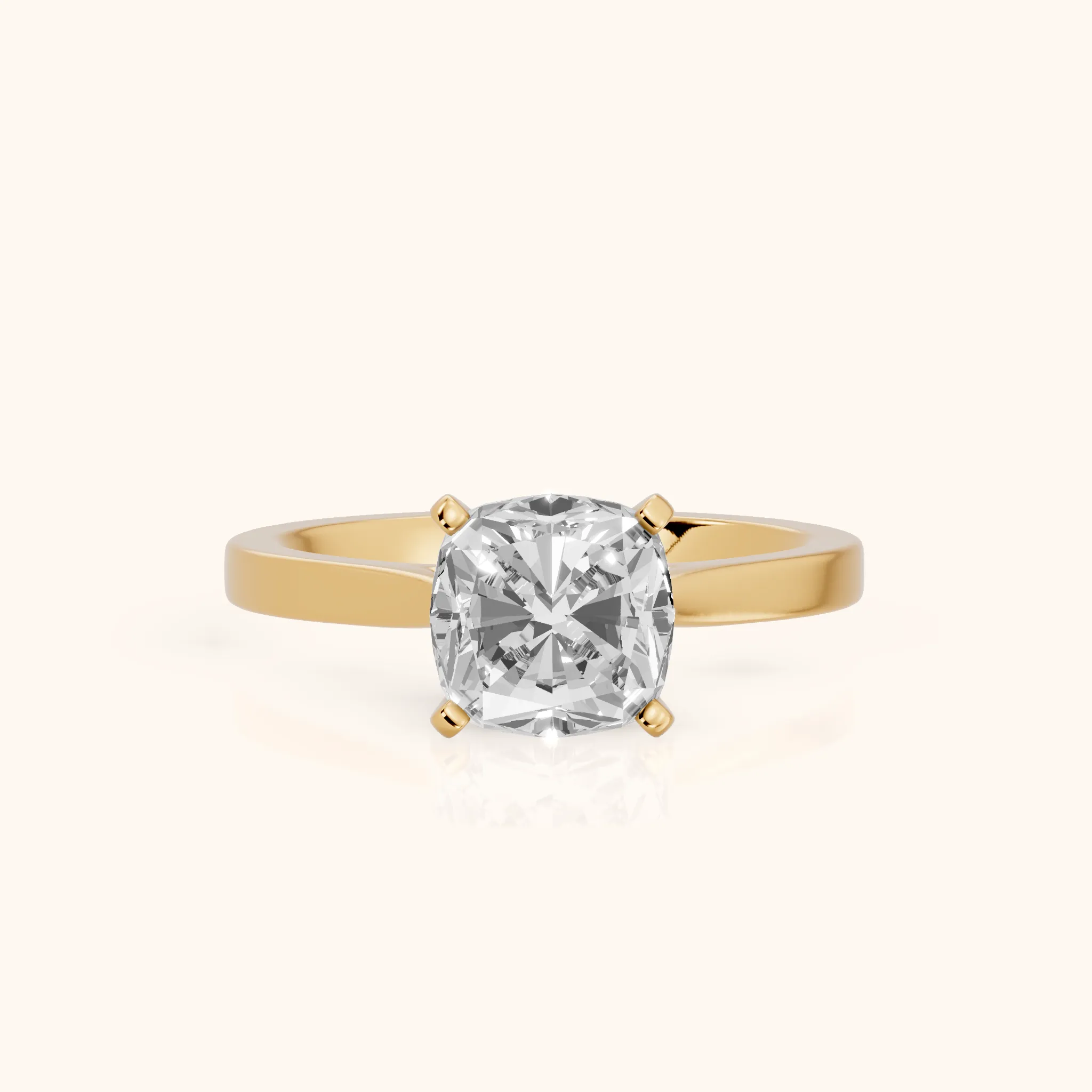 Cicely Solitaire Cathedral Cushion Diamond Engagement Ring in Yellow Gold — view 1