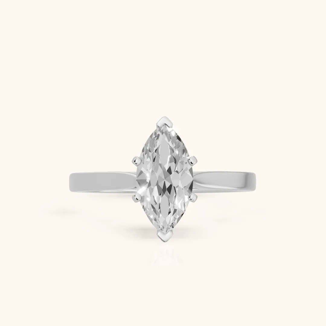 Cicely Solitaire Cathedral Marquise Diamond Engagement Ring in Silver — view 2