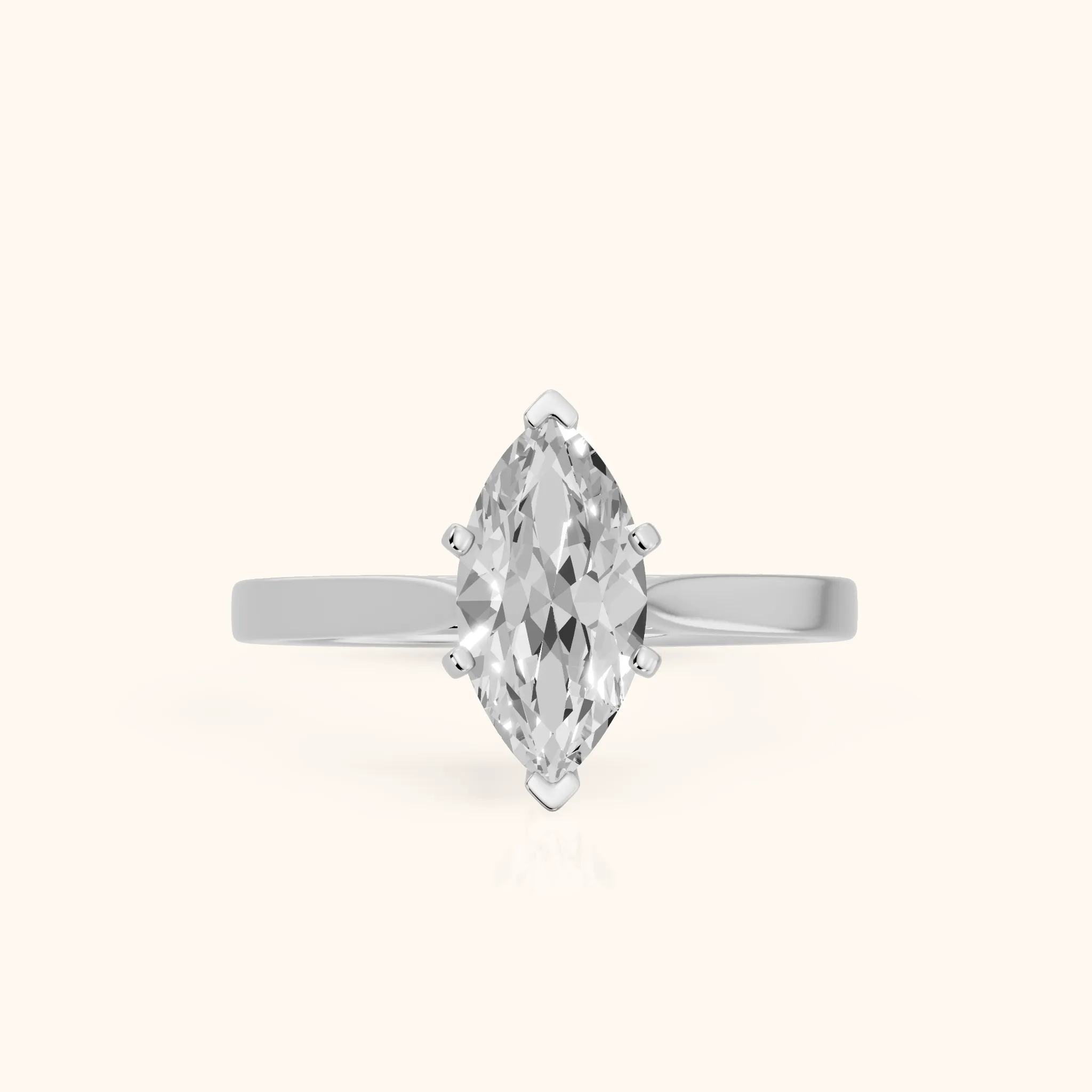 Cicely Solitaire Cathedral Marquise Diamond Engagement Ring in Silver — view 1