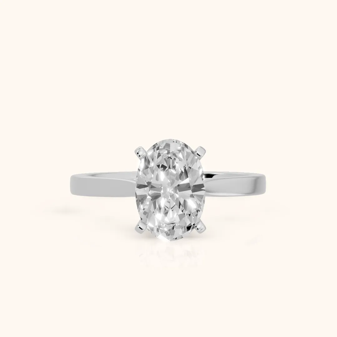 Cicely Solitaire Cathedral Oval Diamond Engagement Ring in Silver — view 2
