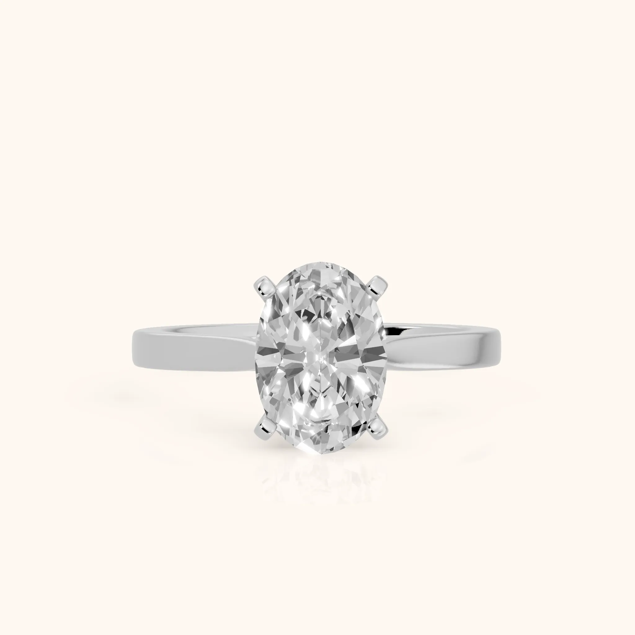 Cicely Solitaire Cathedral Oval Diamond Engagement Ring in Silver — view 1