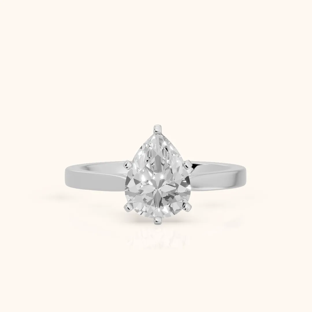 Cicely Solitaire Cathedral Pear Diamond Engagement Ring in Silver — view 2